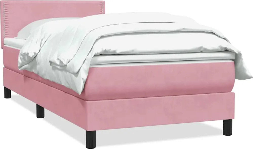 vidaXL Box Spring ágy matraccal rózsaszín 100x220 cm bársony