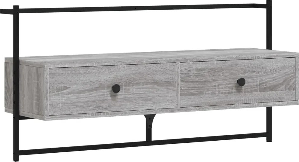 vidaXL szürke sonoma színű szerelt fa fali TV szekrény 100,5x30x51 cm