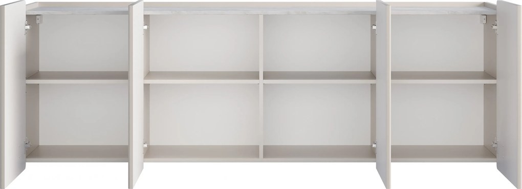 Malmi függesztett négyajtós komód 200 cm - kasmír / crema bianca / arany