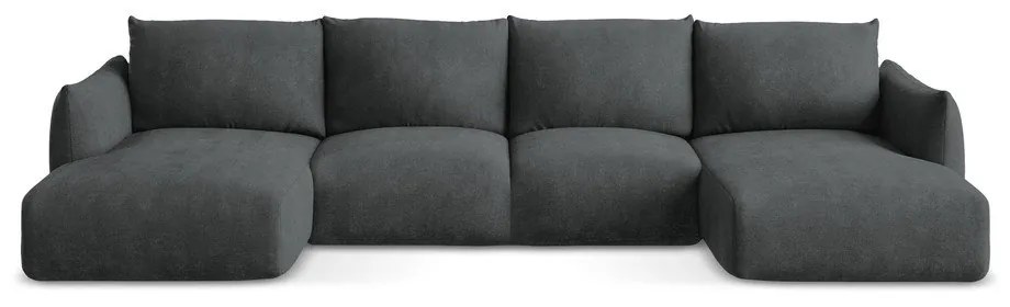 Sötétszürke zsenília kinyitható sarokkanapé (U alakú) Leila – Makamii