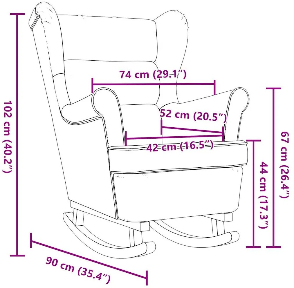 fehér vászonszövet hintaszék 74 x 90 x 102 cm