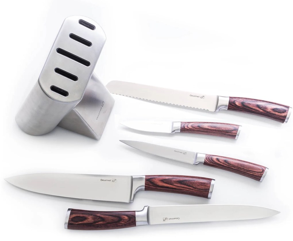 G21 Gourmet Steely 5 darabos késkészlet acél tartóval (60022164)