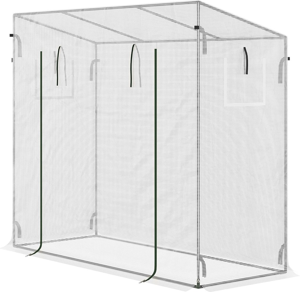 Outsunny Kicsi Kerti Üvegház Kültéri Üvegház Ablakokkal és Acél Vázszerkezettel Paradicsomok, Növények és Virágok Növesztéséhez 200x76x168 cm Fehér |