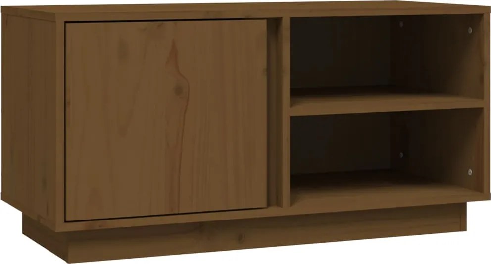vidaXL mézbarna tömör fenyőfa TV-szekrény 80x35x40,5 cm