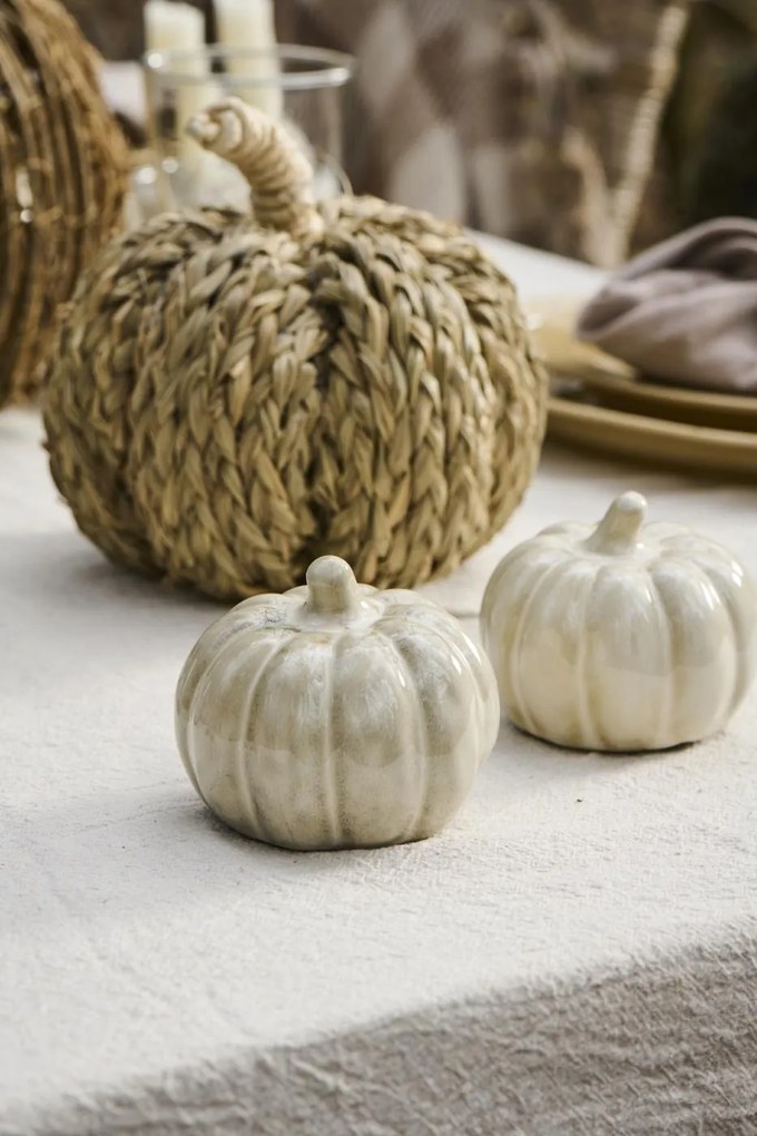 IB Laursen Kerámia tök dekoráció PUMPKIN STANDING Ø8 cm krémszínű