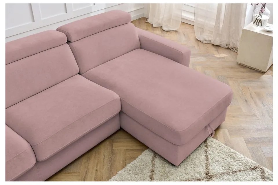 Rózsaszín kinyitható sarokkanapé (variálható) Monaco – Bobochic Paris