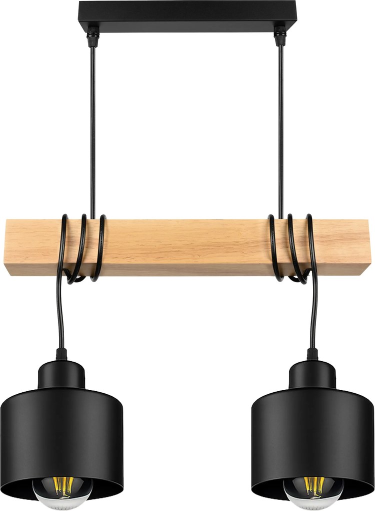 Mennyezeti Függő Lámpa Csillár Plafon Led Loft Fa Gerenda Fekete Túlnyúlás