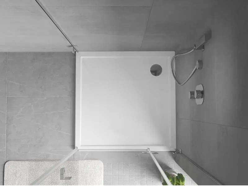 Mexen Flow karcsú, négyzet alakú zuhanytálca 95 x 95 cm, fehér fényes - 46S109595