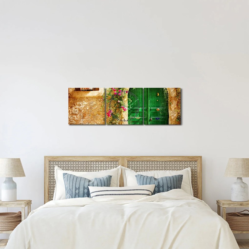 Egy régi ajtó képe (órával) (90x30 cm)