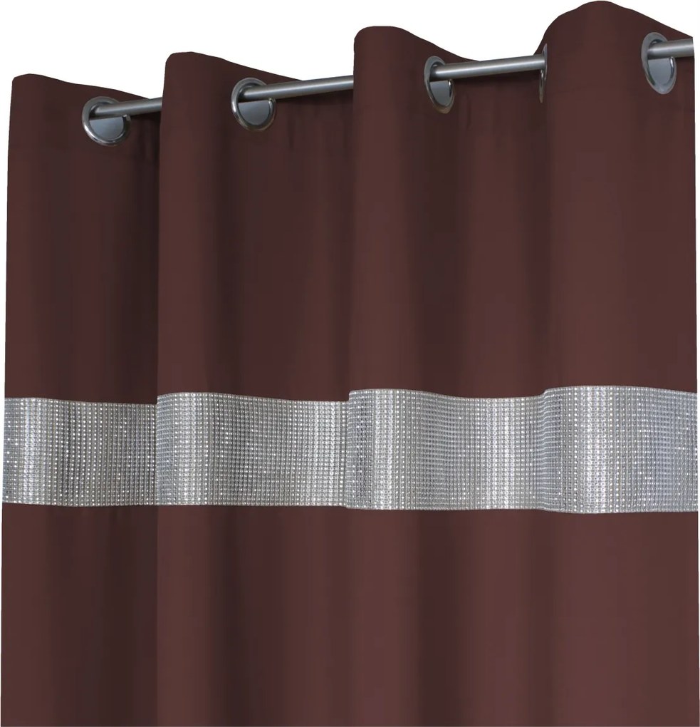 Függöny Kész Panama Strasszos Átlós Függöny 145x250 Barna
