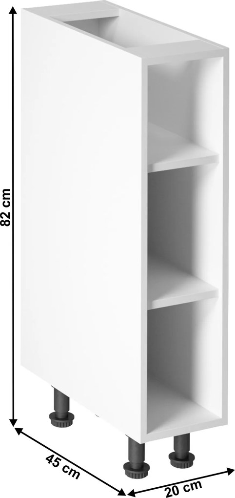 alsószekrény két polccal D20P, fehér, PROVANCE