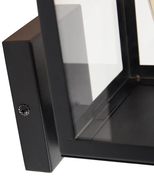 Modern kültéri fali lámpa fekete üveggel 30 cm - Rotterdam