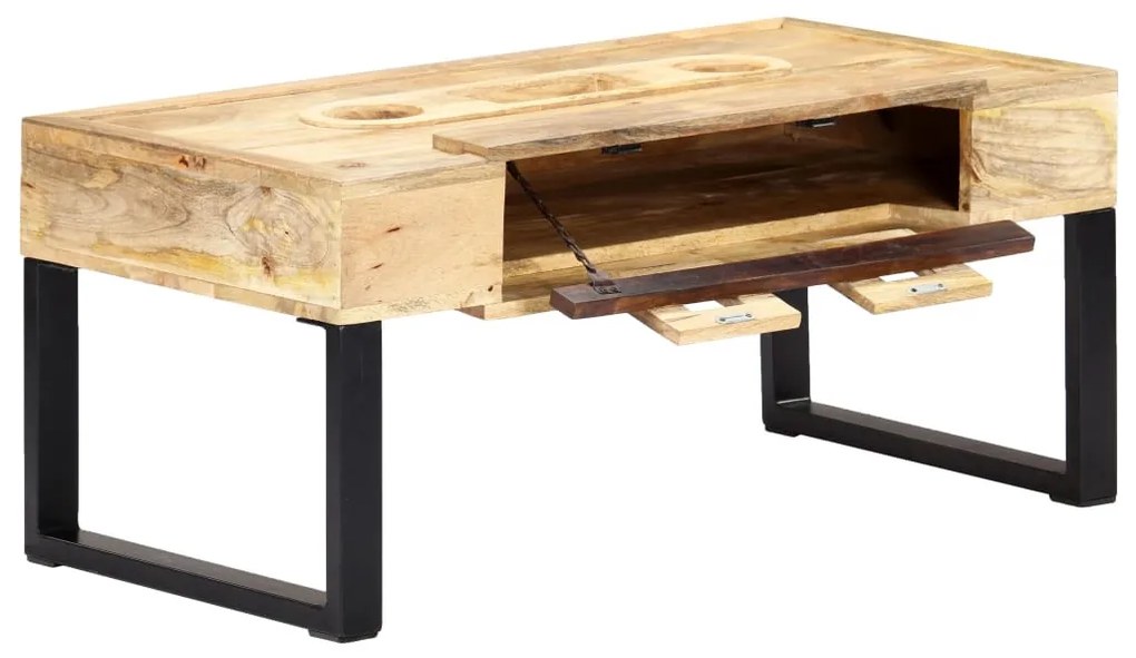 Magnókazetta formájú tömör mangófa dohányzóasztal 100x52x45 cm