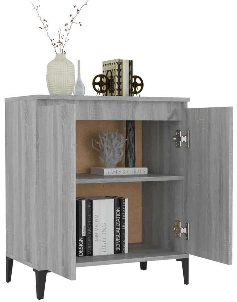 szürke sonoma színű szerelt fa tálalószekrény 60 x 35 x 70 cm