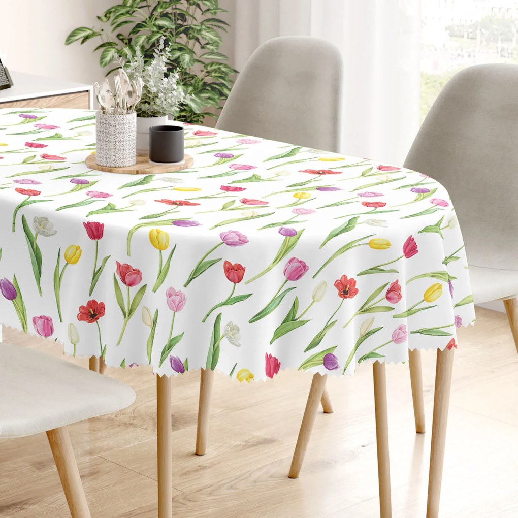 Goldea ovális teflonos terítő - színes tulipánok 120 x 200 cm