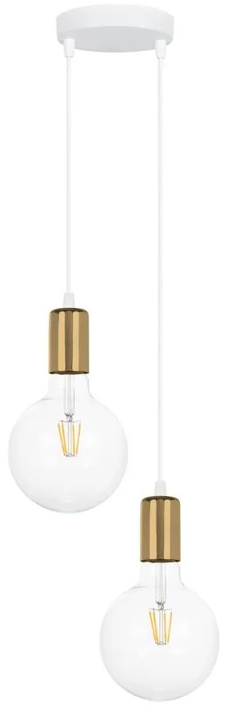 Csillár zsinóron MIROS 2xE27/60W/230V kerek fehér/arany