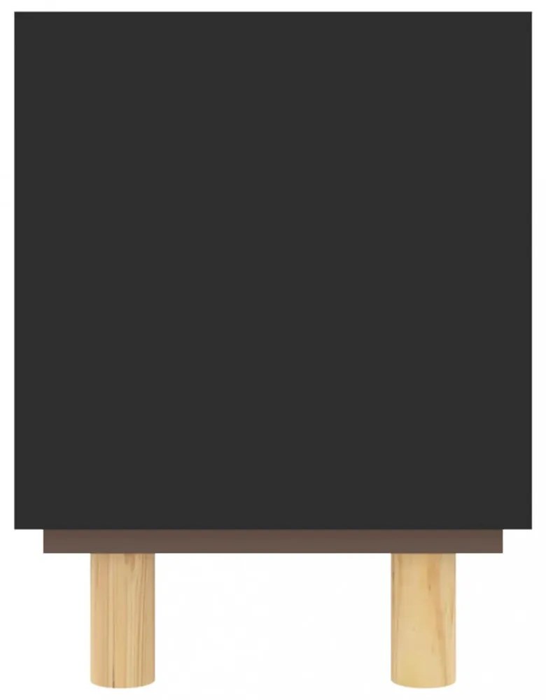 fekete fenyőfa és természetes rattan TV-szekrény 80x30x40 cm