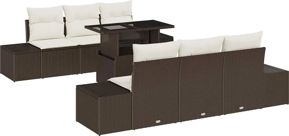 vidaXL Kerti Kanapé Szett párnával 7 pcs Barna és Krém