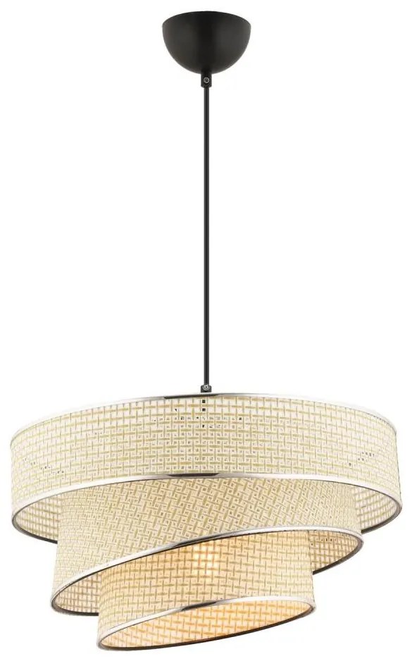 Kábeles csillár COUPER 1xE27/60W/230V, krémszínű/fényes króm