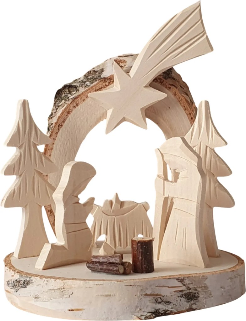 Kis népi betlehemi jászol Nyírfából Népi kézművesség