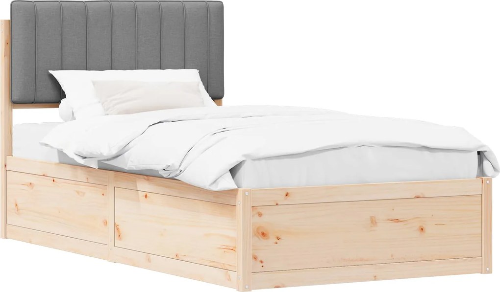 vidaXL Ágykeret Kárpitozott Fejtámlával Világosszürke 100 x 200 cm