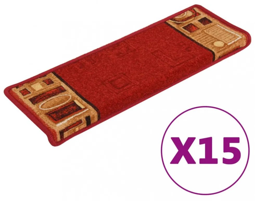 15 db piros öntapadó lépcsőszőnyeg 65x21x4 cm