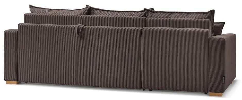 Barna kordbársony kinyitható sarokkanapé (variálható) Augustin – Bobochic Paris
