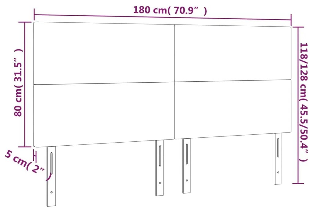 sötétbarna szövet LED-es fejtámla 180x5x118/128 cm