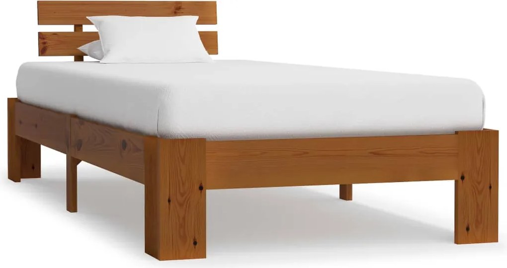 vidaXL mézbarna tömör fenyőfa ágykeret 100 x 200 cm