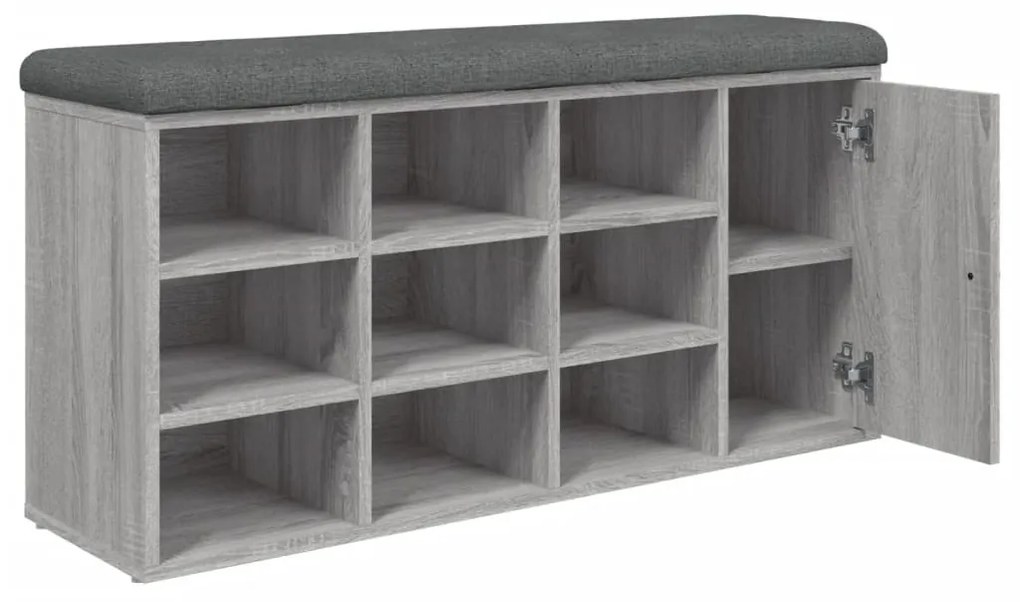 szürke sonoma színű szerelt fa cipőtároló pad 102 x 32 x 50 cm