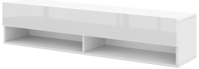 TV szekrény 140 cm fehér matt / fehér magasfény színkombinációban – DERBY