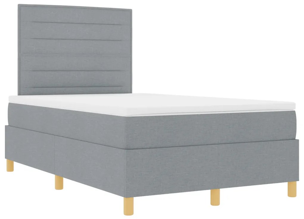 Box Spring Ágy matraccal és LED világosszürke 120x190 cm Szövet