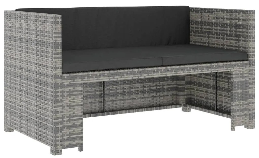 5 részes szürke polyrattan kerti ülőgarnitúra párnákkal