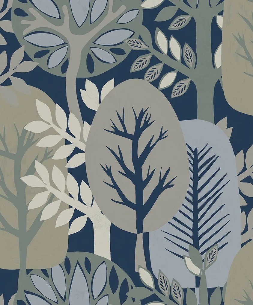Decoprint Antibes Nature Forest kék-szürke fa mintás vlies tapéta – AN28284