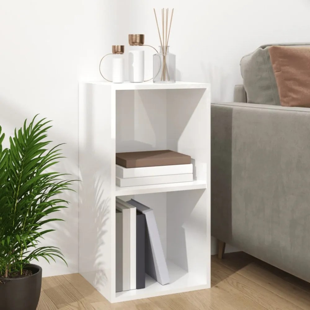 magasfényű fehér szerelt fa lemeztároló doboz 71 x 34 x 36 cm
