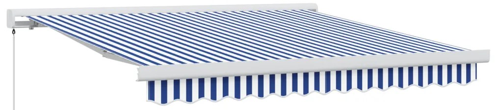 Kézi Behúzható Napellenző Kék és Fehér 300x250 cm