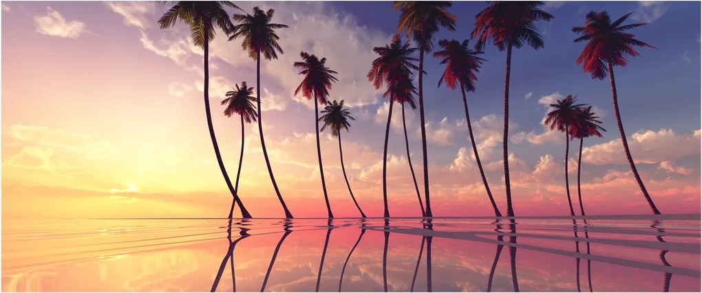 A felszín fölé emelkedő pálmafák képe (120x50 cm)