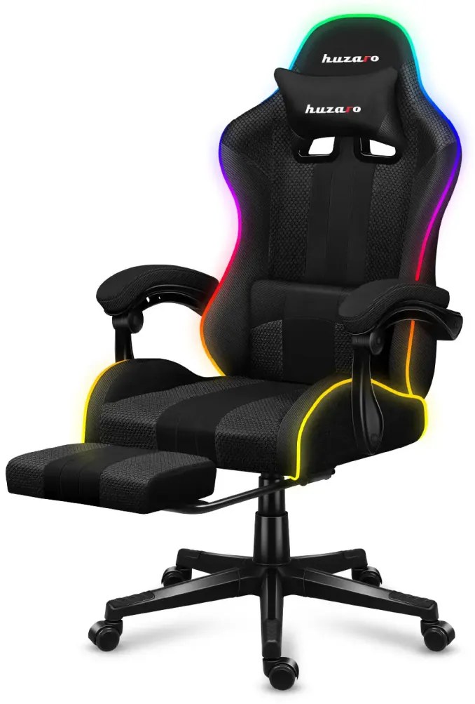 Gamer szék, Force RGB hálós, lábtartóval, fekete