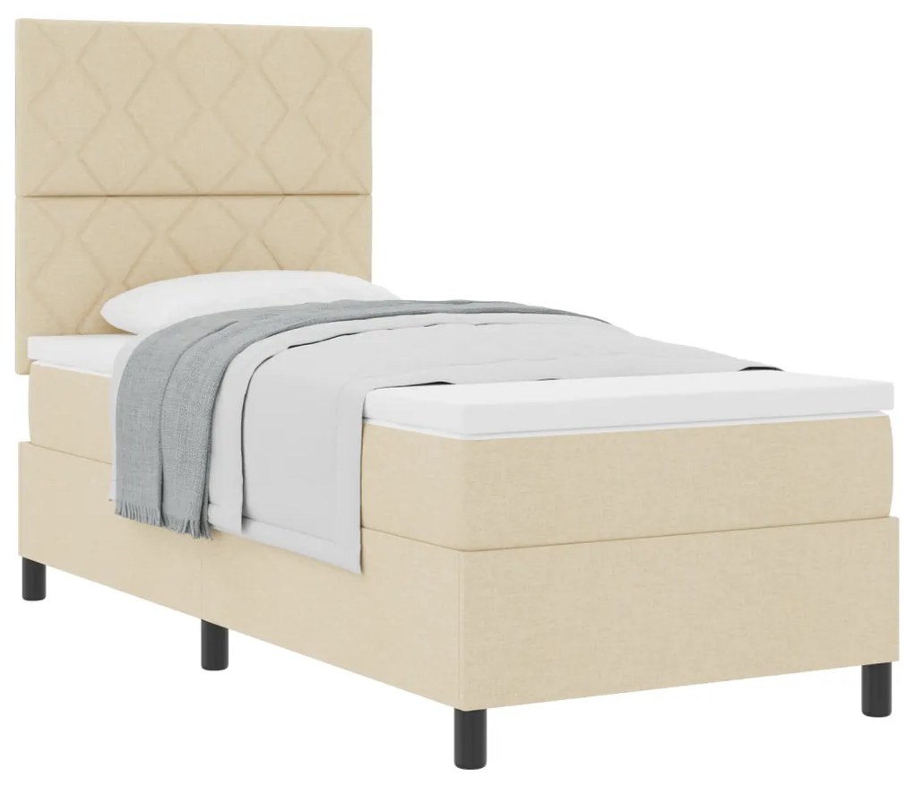 Boxspring ágy matraccal Bézs 90x200 cm Szövet