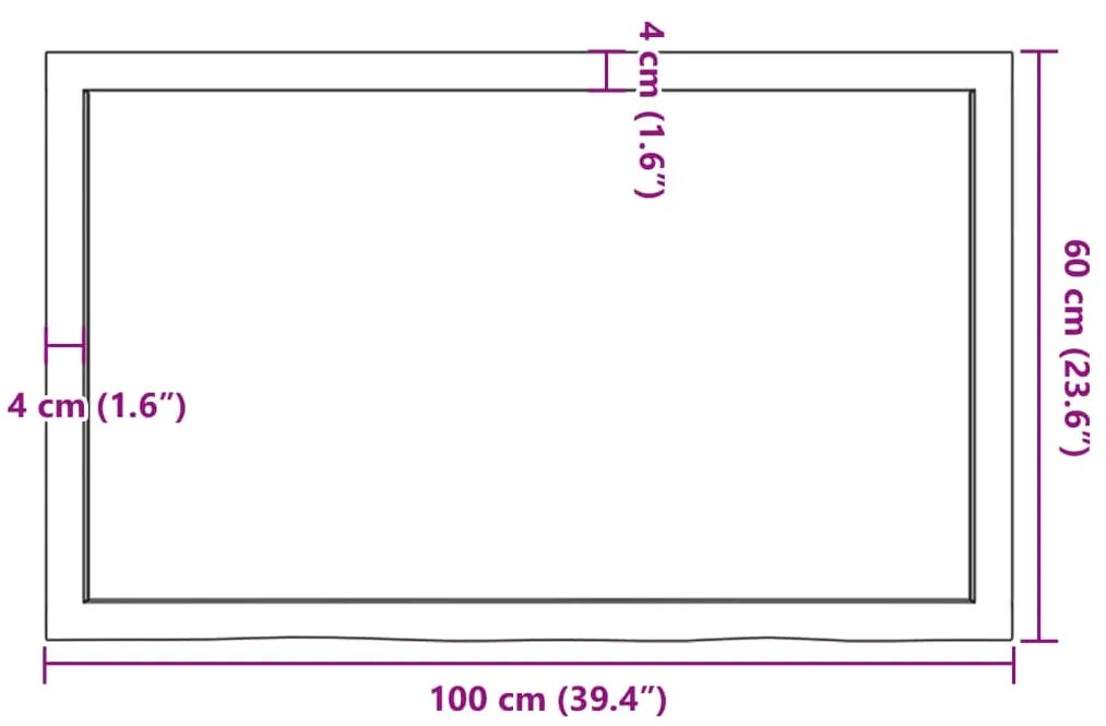 kezeletlen tömör tölgyfa fali polc 100x60x(2-6) cm