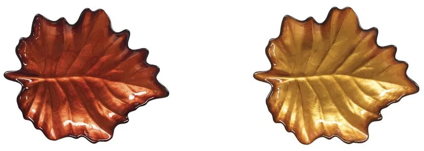 Juharfalevél alakú üveg tányér 2 db-os szett díszdobozban Forest Dream