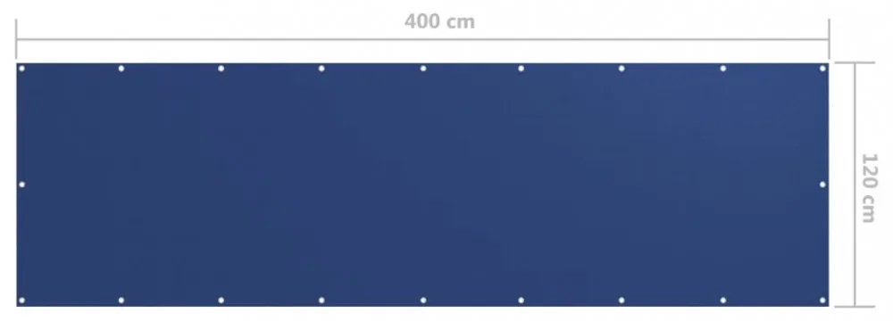 kék oxford-szövet erkélyparaván 120 x 400 cm