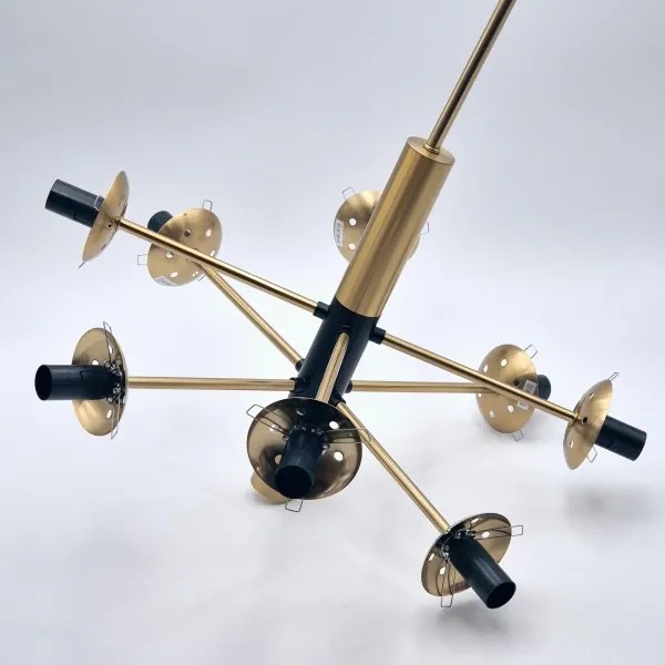 Csillár rúdon ROLLO 8xE14/5W/230V arany/füstös bézs