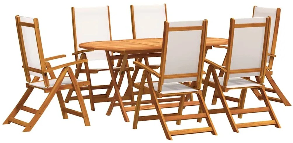 vidaXL 7 részes tömör akácfa és textilén kerti étkezőgarnitúra