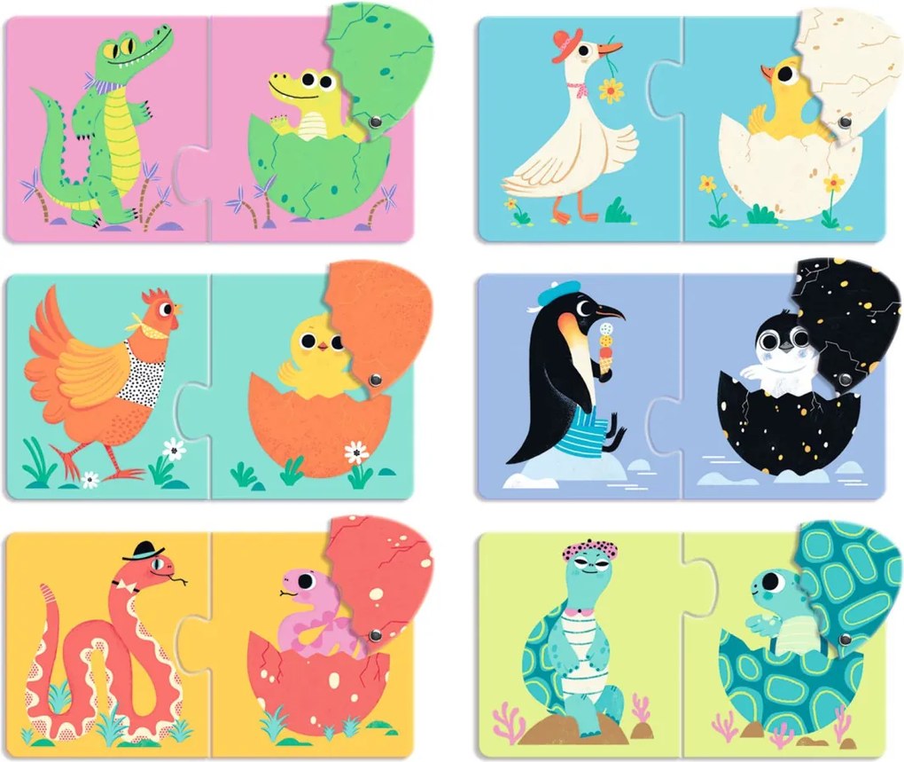 Párosító puzzle - Kié a tojás, 12 db-os - Funny eggs
