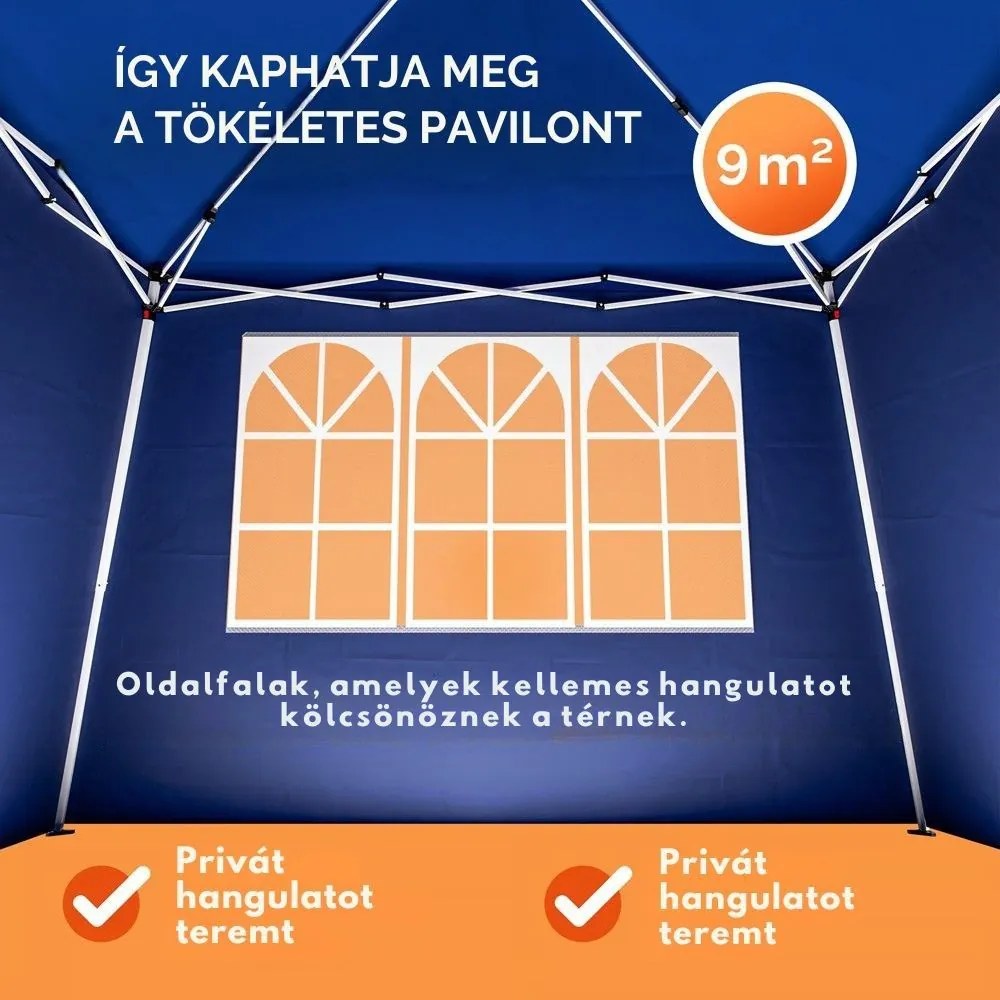 CAPRI party-sátor / rögzített pavilon, 3x3m, kék Casaria