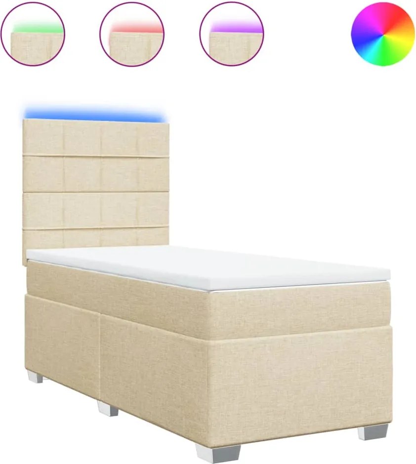 vidaXL krémszínű szövet rugós ágy matraccal 100 x 200 cm