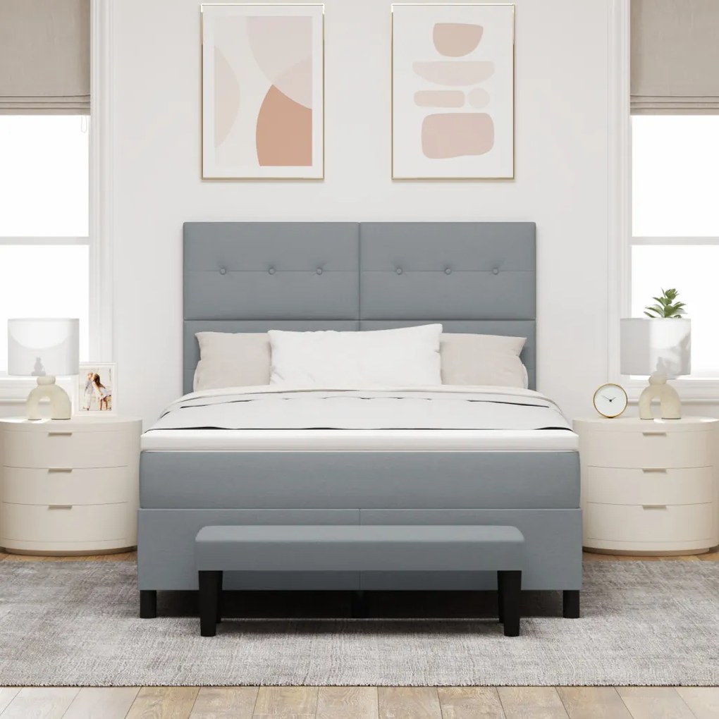 Box Spring Ágy Matrac & Pad Szürke 160x200 cm Szövet