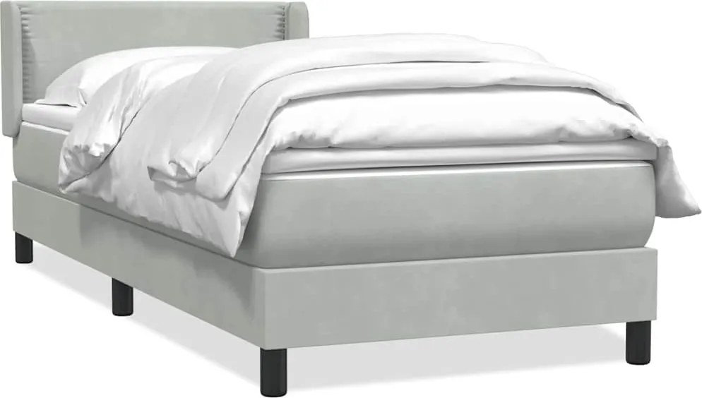 vidaXL világosszürke bársony rugós ágy matraccal 80x220 cm