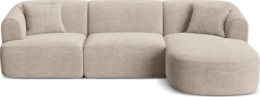 Világosbarna kordbársony sarokkanapé (jobb oldali-heverő résszel) Campi – Cosmopolitan Design